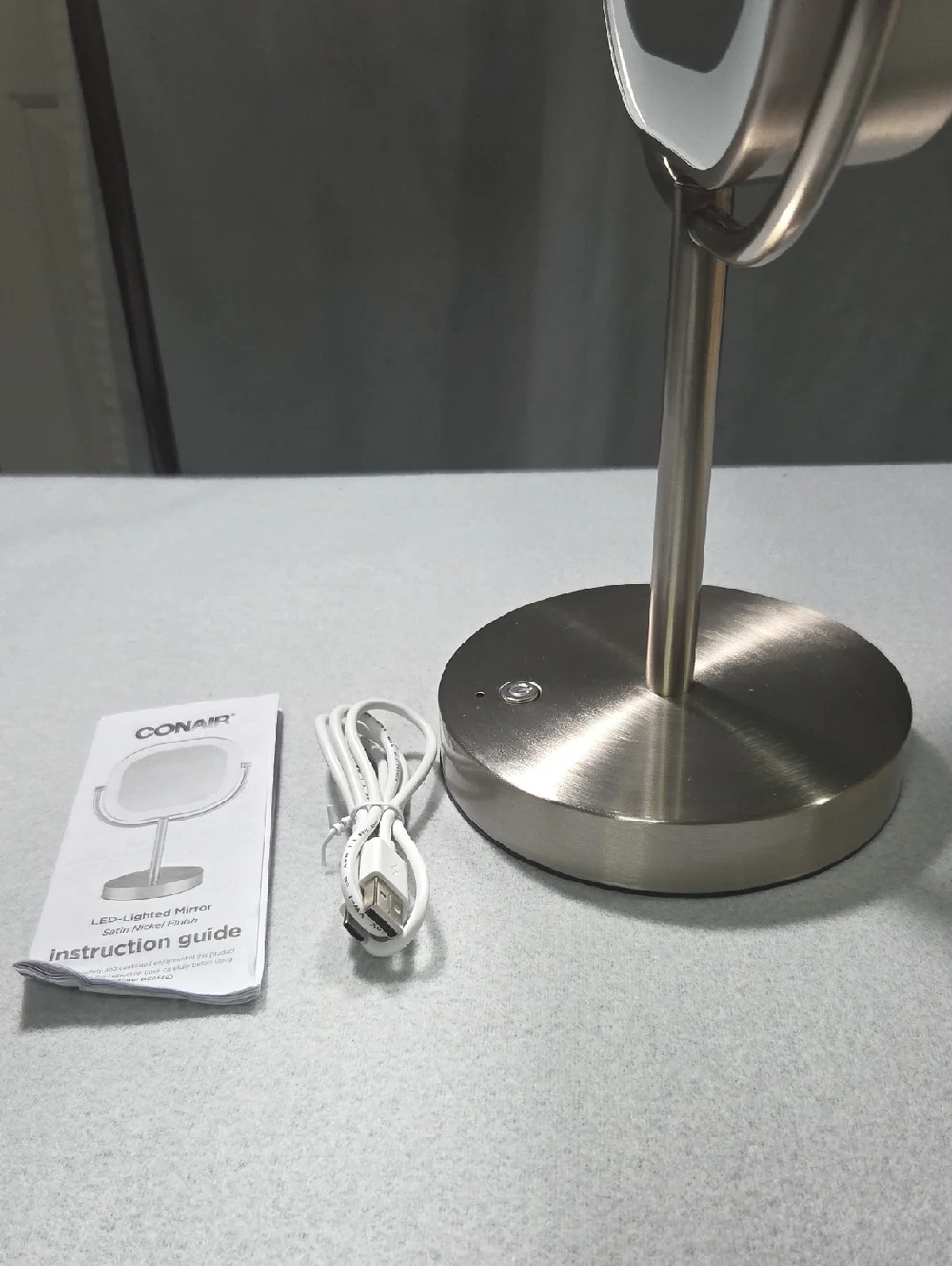 Conair LED Lighted Vanity Mirror 1x/10x Magnification Satin Nickel Open Box